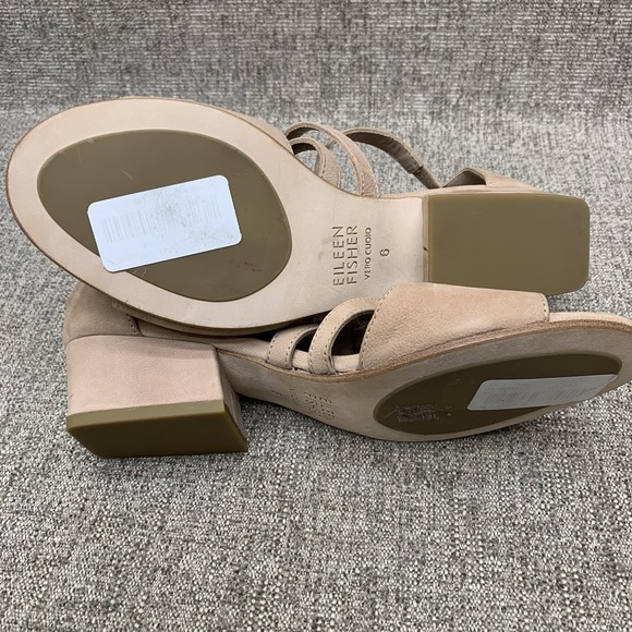 Eileen Fisher women Sandals Kyra tan Nubuck Leather Open‎ Peep Toe Size 6 - Picture 12 of 14